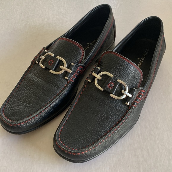 Donald Pliner Men's Dacio Contrast-Stitch Leather Loafers 11M. Made in Italy